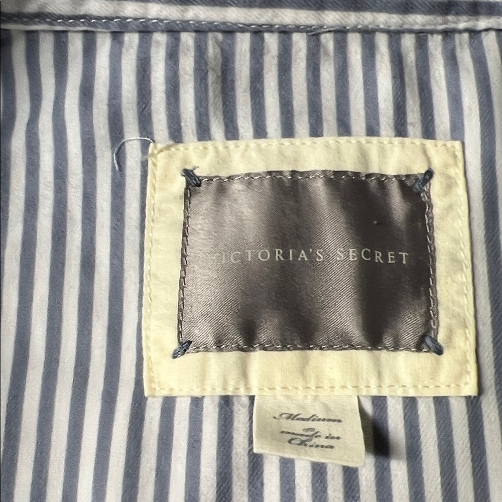 Victoria's Secret Blue White Striped Pajama Top button shirt size medium M - Picture 3 of 5